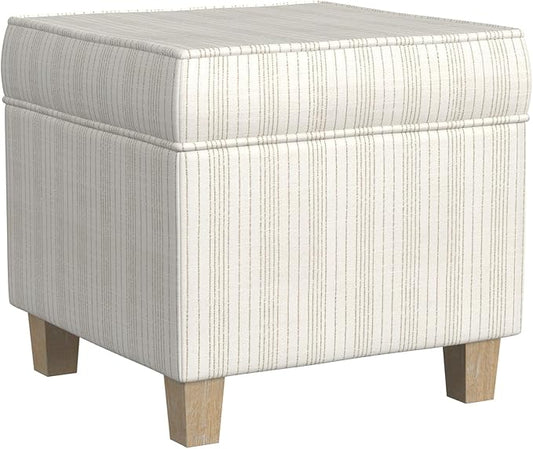 HomePop 18" Classic Square Storage Ottoman - Marigold Pinstripe Cream