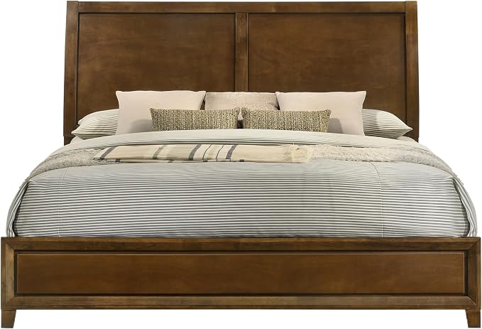 New Classic Furniture Ballard 5-Piece Wood King Bedroom Set with 2-Nightstands, Walnut Brown