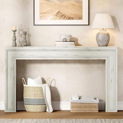 Rresyet 55 Inch Long Console Table, Sofa Table Behind Couch, Entryway Table, Farmhouse Entryway Table for Entrance, Hallway, Living Room (White)