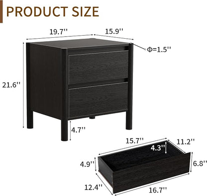 CHUWELL 3-Piece Bedroom Dresser Set-7 Drawer Dresser & 2 Nightstands,51" Wide Black Dresser and Night Stands Set with Solid Wood Cylindrical Legs