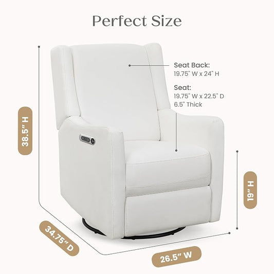 Delta Children Mercer Electronic Power Recliner and Swivel Glider with USB Port in LiveSmart Performance Fabric - Water Repellent & Stain Resistant, Pearl