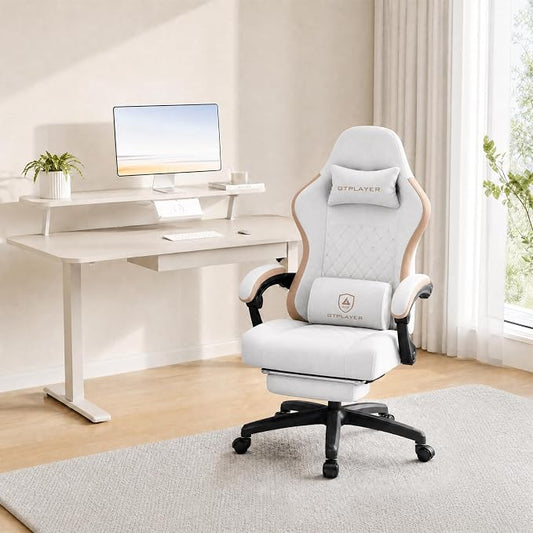 GTPLAYER Gaming Chair, Computer Office Chair with Pocket Spring Cushion, Linkage Armrests and Footrest, High Back Ergonomic Computer Chair with Lumbar Support Task Chair with Footrest