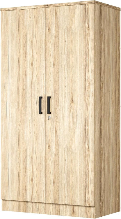 Woodpeckers Furniture And Mattress 2 Doors Wardrobe with Shelves (Natural Oak)