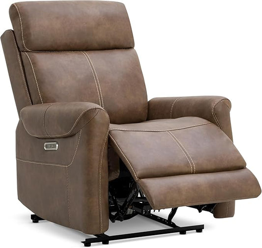 KISLOT Leather Recliner Chair for Adults Wall Hugger RV Recliner with USB Charging Ports Electric Power Reclining Sofa for Living Room Home Theater Seating Bedroom