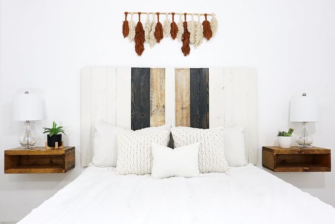 Barn Walls Gray Satin Sash Design, Multicolored, Solid Wood Headboard, Floating Panels, Adjustable Height, Easy Installation, California King Size
