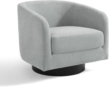 Swivel Accent Chairs Set of 2, Chenille Barrel Chair Upholstered Armchair for Living Room, Modern Round Arm Chair Small Single Sofa Bedroom Reading Seat - Light Gray