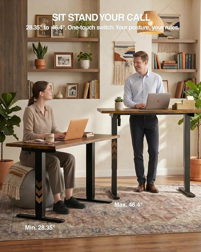 Acrolix Electric Standing Desk, Height Adjustable Home Office Desk with Memory Presets & Cable Management,Rustic Brown Sit Stand Desk for Work from Home, Ergonomic Computer Desk (48" x 24")