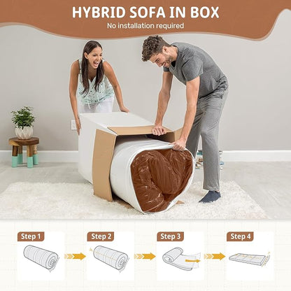 75'' Cloud Loveseat Sofa, No Assembly Required Comfy Deep Seat Couches 1 pcs for Living Room, Bedroom, Apartment(Teddy Fabric-Brown)