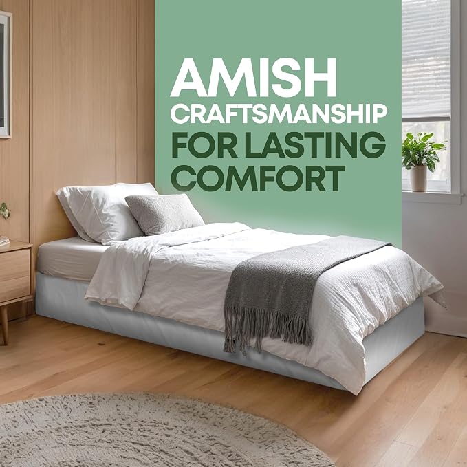Greaton, 8” Twin XL Box Spring for Twin XL Size Bed – Amish-Made in the USA – Solid Wood Mattress Foundation with Stable & Quiet Support – Flat-Packed & Easy Assembly – White