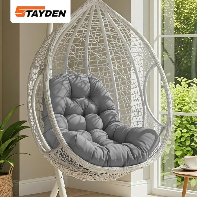 Egg Chair Cushion Replacement Outdoor Hanging Chair Cushion for Patio Furiture Hammock Swing Cushion 47x35x6 Inches (Light Gray)