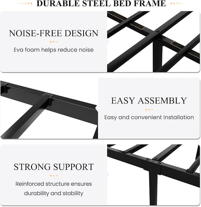 SHA CERLIN Full Size Bed Frame with Headboard,Metal Bed Frame with Butterfly Pattern Design Headboard & Footboard,No Box Spring Needed,Easy Assembly,Black