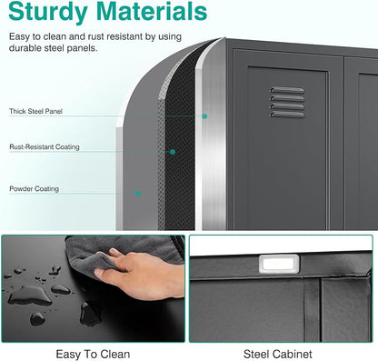 SISESOL Black Storage Cabinet,71" Tall Pantry Cabinet,Kitchen Pantry Storage Cabinets with 2 Doors and 5 Shelves,Wide Deep Metal Food Cupboard for Home,Kitchen,Dining/Living Room