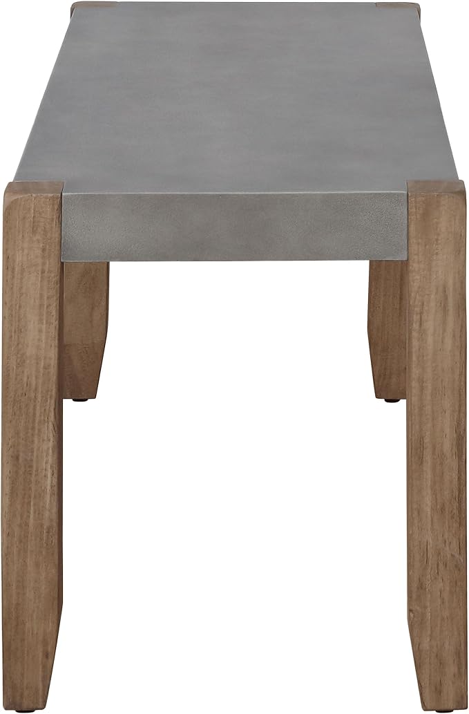 Alaterre Furniture Newport Bench with Faux Concrete Seat and Wood Legs - 40 Inch Entryway Bench with Rustic Industrial Design - Benches for Bedroom, Living Room, Dining Room, and Mudroom