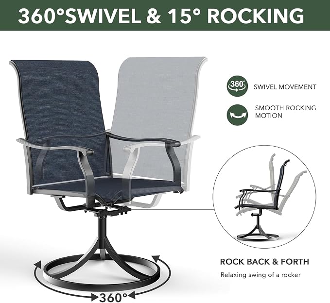 Outdoor Patio Dining Set,Including 6pcs Swivel Chairs and 60"x 38"x 28" Patio Dining Table,Garden Furniture Set with 1.6" Umbrella Hole for All Weather
