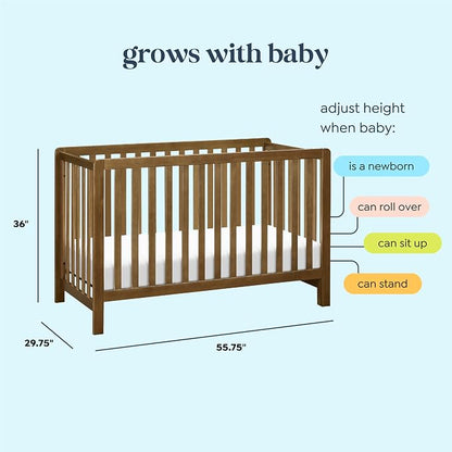 Davinci Colby Low-Profile 4-in-1 Convertible Baby Crib, Walnut | GREENGUARD Gold Certified, Converts to Toddler Bed, Daybed & Full-Size Bed, 4 Adjustable Mattress Heights - Easy to Assemble
