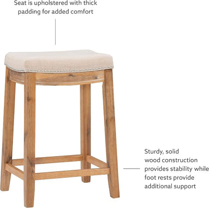 Linon Home Décor Kingston Acacia Counter Stool, Brown