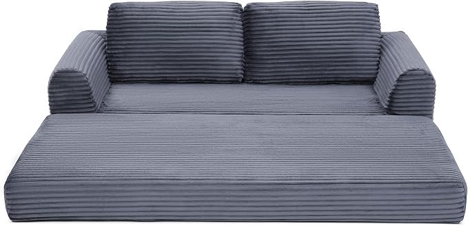 82-Inch Foldable Loveseat Boneless Cloud Couch, Modern Compressed Foam Daybed Floor Mattress Sleeper Sofa, 2-in-1 Boneless Convertible Sofa in a Box,No Assembly Required