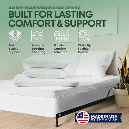 Greaton, 8” Full XL Box Spring for Full XL Size Bed – Amish-Made in the USA – Solid Wood Mattress Foundation with Stable & Quiet Support – Flat-Packed & Easy Assembly – White