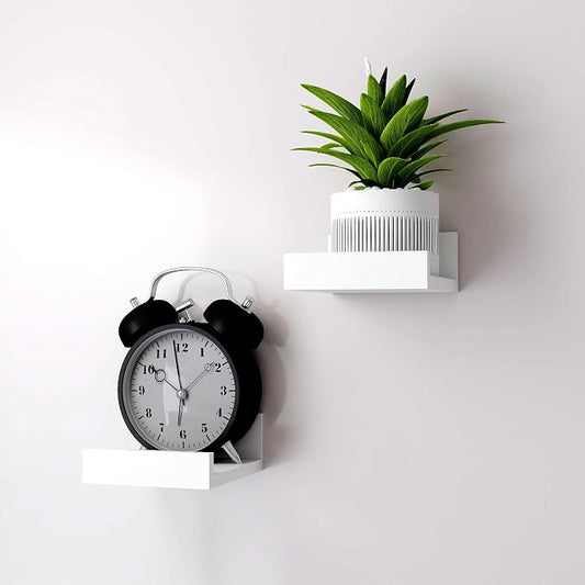 Small White Floating Shelves for Wall Decor, Wall Mounted Wood Shelf for Bedroom, Living Room, Bathroom, Kitchen, Nursery, Mini Display Ledge Shelf with Lip Set of 2-4 Inches, White