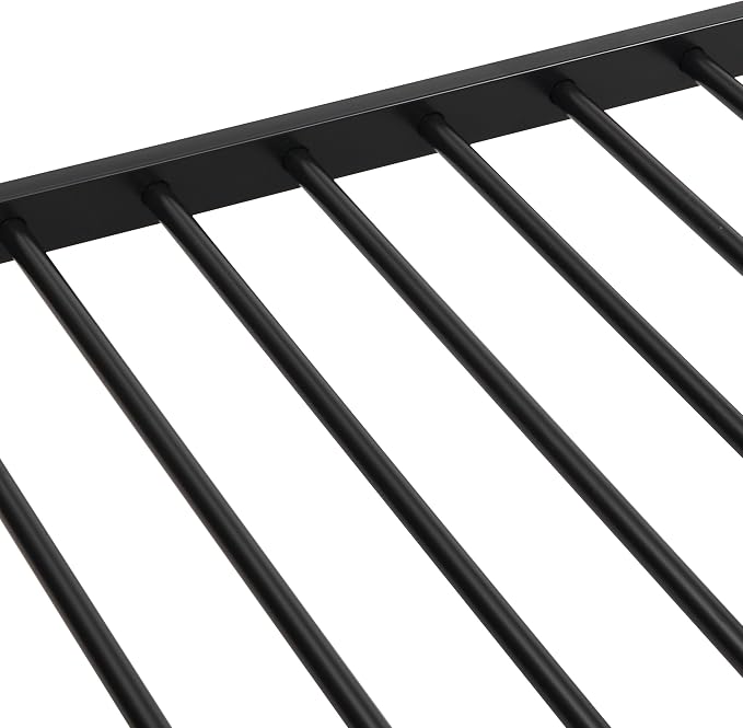 EMKK Metal Bunk Bed Full Over Full Bunkbeds,Full Size Bunk Bed with Safety Guardrail & Ladders,Space-Saving Design for Dorm,Guest Room,Heavy Duty Metal Slats, Noise Free,No Box Spring Needed,Black