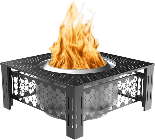 Fire Pit Surround Tabletop Use for Solo Stove Bonfire Ranger Yukon 2.0, Adjustable Surround Tabletop for Solo Stove Mesa with UV-Resistant Outdoor Fabric, Metal Black for Indoor Outdoor Use