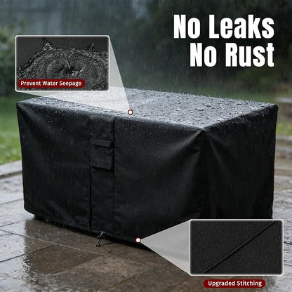 SHINESTAR Fire Pit Cover Rectangular, Fits for 48-52 Inch Fire Pit Table, 600D Heavy Duty Fabric, Waterproof and Windproof, 52 x 34 x 24 Inches, Black