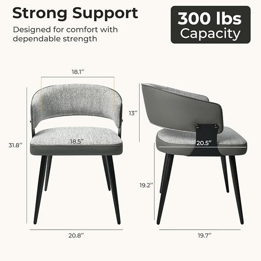 Dining Chairs Set of 2, Modern Upholstered Kitchen & Dining Room Chairs with Breathable Woven Fabric, Easy to Assemble & Clean for Dining Room, Restaurant, Cafe