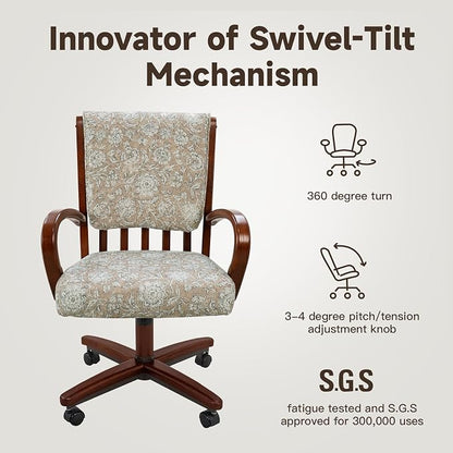 Chromcraft Set of 1 Chairs, Chairs with Soft Wheels for Kitchen Room