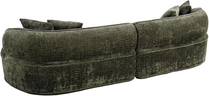 114-Inch Curved Boneless Modular Sofa Compressed 4-Seat Cloud Couch with 4 Pillows, Modern Curved Boneless Foam Sofa Floor Deep Seat Cloud Couch for Living Room Bedroom