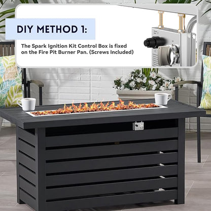Skyflame Spark Ignition Gas Fire Pit Burner Kit, 48" Linear Stainless Steel Complete Drop-in Burner Kit with Flame Sensing,Propane Regulator Connector Hose Set for Propane Tank
