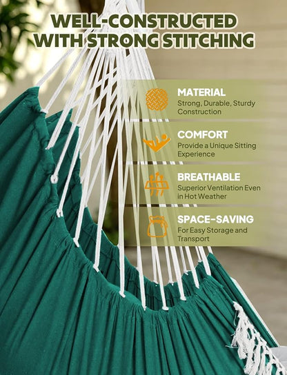 Chihee Hammock Chair Hanging Swing Max 500 Lbs 2 Cushions Included Metal Spreader Bar with Anti-Slip Grooves Portable Hanging Chair Side Pocket Large Macrame Bohemian Chair Indoor Outdoor