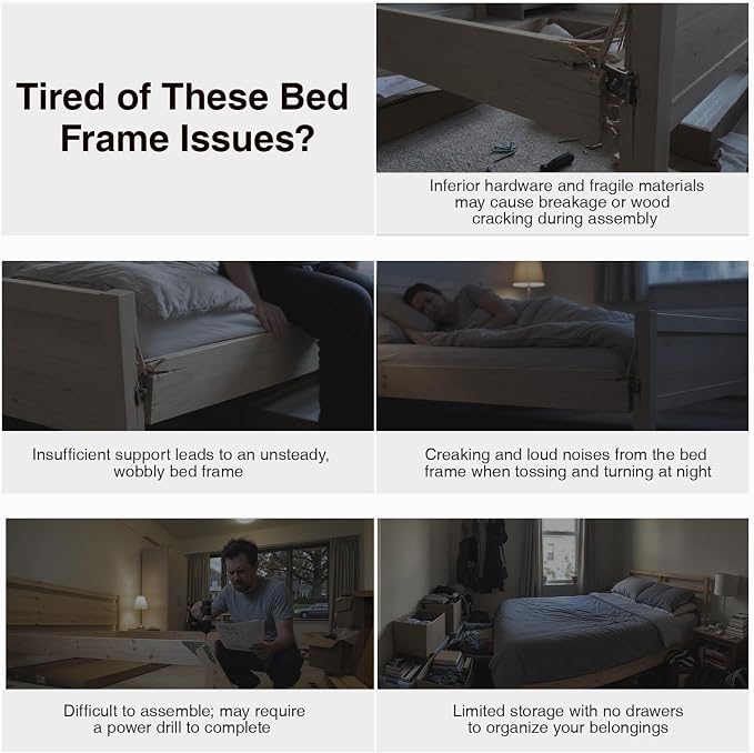 Novilla Full Size Bed Frame, Full Size Bed Frame with Headboard, Full Size Bed Frame with Storage Drawers, Full LED Bed Frame, Charging Station and Adjustable Headboard, No Box Spring Needed, Beige