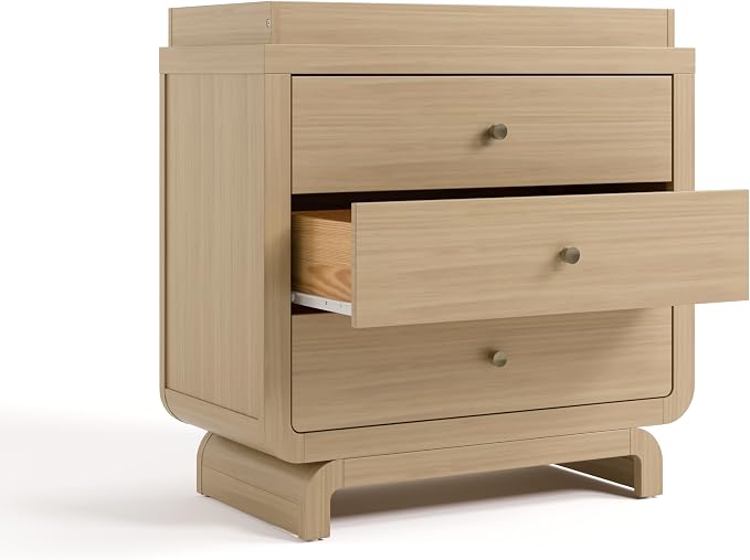 Storkcraft Santorini 3 Drawer Chest with Changing Topper (Driftwood) – GREENGUARD Gold Certified, Award-Winning Premium Wood Dresser for Baby & Kids Bedroom with Interlocking Drawer System
