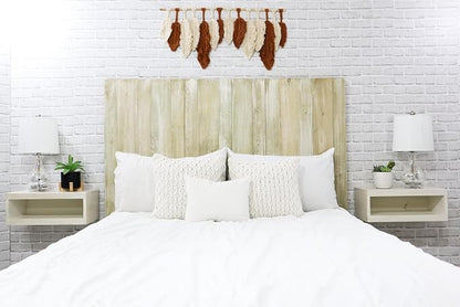 Barn Walls Sagewash Headboard, Farmhouse Design, Wood Headboard Wash Finish, Floating Panels, Wall Mount, Adjustable Height, Easy Assembly, Queen Size