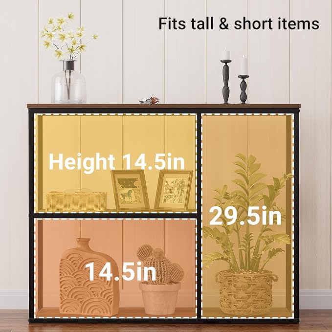 WOHOMO Console Table, Small Entryway Table with Storage Shelves 11.8'' Narrow Sofa Table Modern Hallway Table for Living Room 31.5" x11.8''x31.5'' Walnut