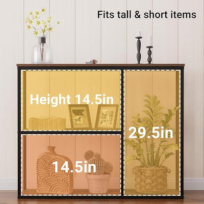 WOHOMO Console Table, Small Entryway Table with Storage Shelves 11.8'' Narrow Sofa Table Modern Hallway Table for Living Room 31.5" x11.8''x31.5'' Walnut