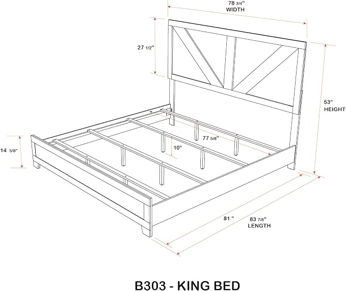 Kings Brand Furniture 3-Piece Antique Natural Bedroom Set – King Size Wood Bed Frame with 2 Nightstands