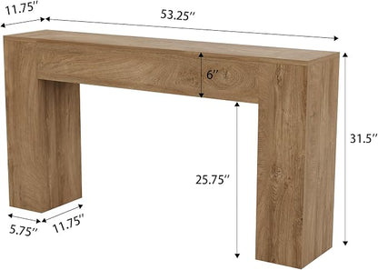 Epecoya Wood Console Table for Entryway Living Room, 53-Inch Long Sofa Table, Farmhouse Rectangular Accent Console with Wooden Double Base for Behind Couch Hallway Foyer Entrance, Light Oak Brown
