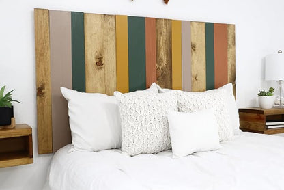 Barn Walls Earth Tone Mix Signature Design, Multicolored Solid Wood Headboard, Floating Panels, Wall Mount, Adjustable Height Easy Assembly, King Size