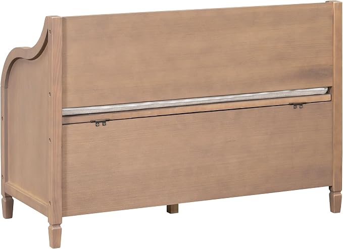 Knocbel Rustic Entry Storage Bench with Hidden Compartments and Removable Cushion, Wooden Entryway Hallway Foyer Shoe Bench Bedroom End of Bed Bench, 250lbs Weight Capacity (Brown)