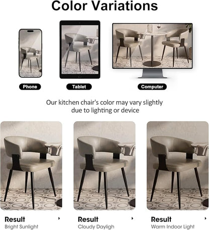 Dining Chairs Set of 6, Modern Upholstered Faux Leather Kitchen Chairs with Elegant Stitching, Easy to Assemble & Clean for Dining Room, Restaurant, Cafe, Matte Gray