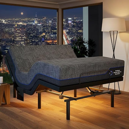 Marsail NS0 Twin XL Adjustable Base with Mattress Set,Dual Motor Frame + 14" Cooling Gel Memory Foam Mattress, Wireless Remote, CertiPUR-US Certified