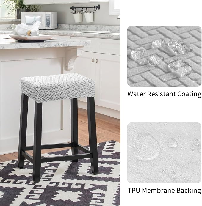 YISUN Stool Covers Rectangle - 2 Pack Stretch Waterproof Saddle Seat Cover Counter Bar Stools Bar Chairs Covers Kitchen Island Chairs Cushion Protector