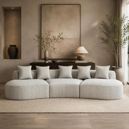 134" Curved Modular Sectional Sofa for Living Room, Modern Chenille Oversized Cloud Couch, Plush Luxury 6-Seater Extra Deep Seat Boucle Boneless Sofa, No Assembly Required, Grey