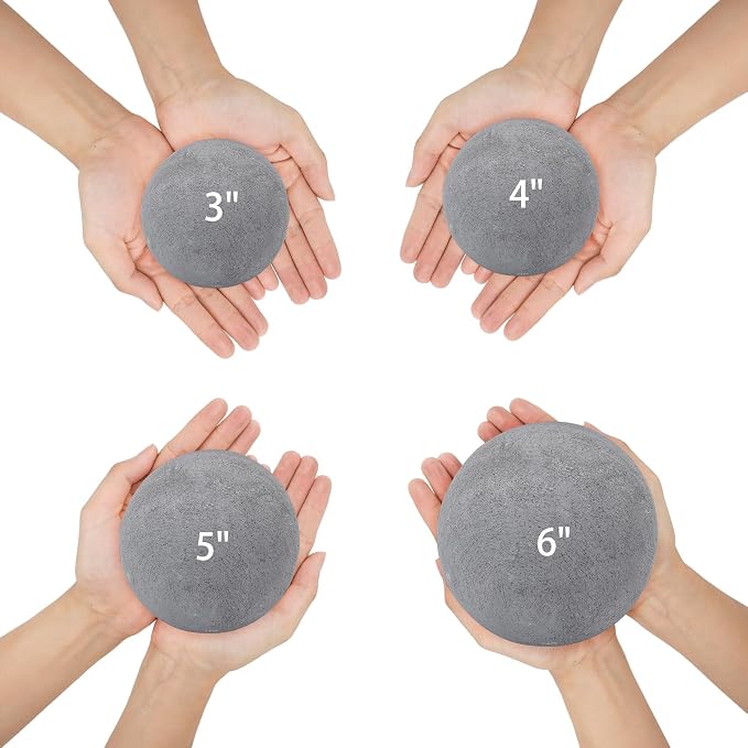 Skyflame 6-inch Fire Pit Balls, 4 Pack Gray Round Ceramic Fire Stones for Natural/Propane Indoor/Outdoor Fire Pits/Fireplaces/Fire Bowls Accessory