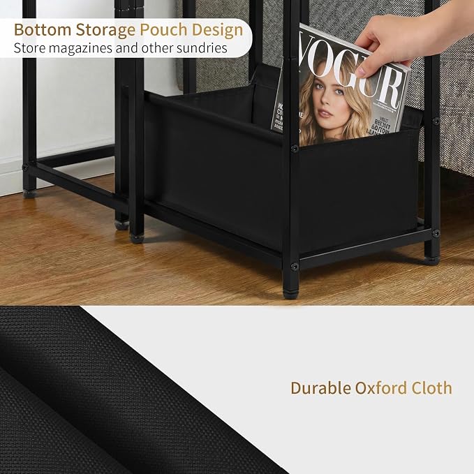 Nesting Nesting End Tables Set of 2, Stacking Side Table with Fabric Storage Basket, Small Nightstand for Small Space, Living Room, Bedroom