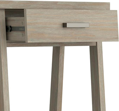 SIMPLIHOME Sawhorse SOLID WOOD 24 Inch Wide Modern Industrial Bedside Nightstand Table in Distressed Grey, For the Living Room and Bedroom