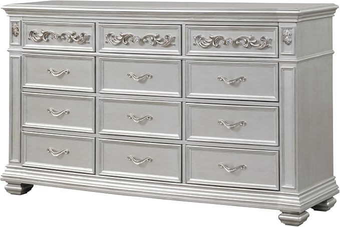 First of a Kind Valentina Silver Queen 5 Piece Bedroom Set