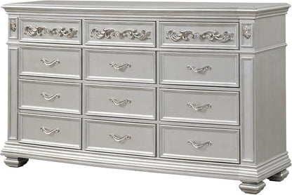 First of a Kind Valentina Silver Queen 5 Piece Bedroom Set