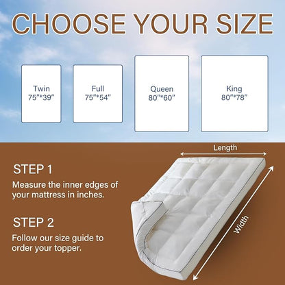 4 Inch Memory Foam Mattress Topper Full for Back Pain Relief, Extra Soft Pillow Top Mattress Topper, 2000GSM Fluffy Shredded Memory Foam Filled